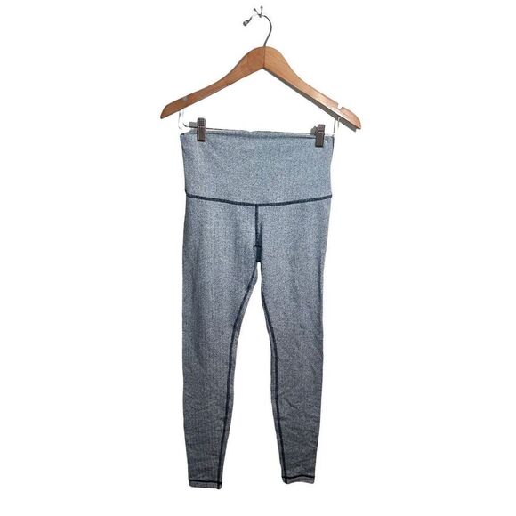 Lululemon Wunder‎ Under Tights Roll Down Pants Womens 8 Herringbone Stretch - Picture 1 of 7